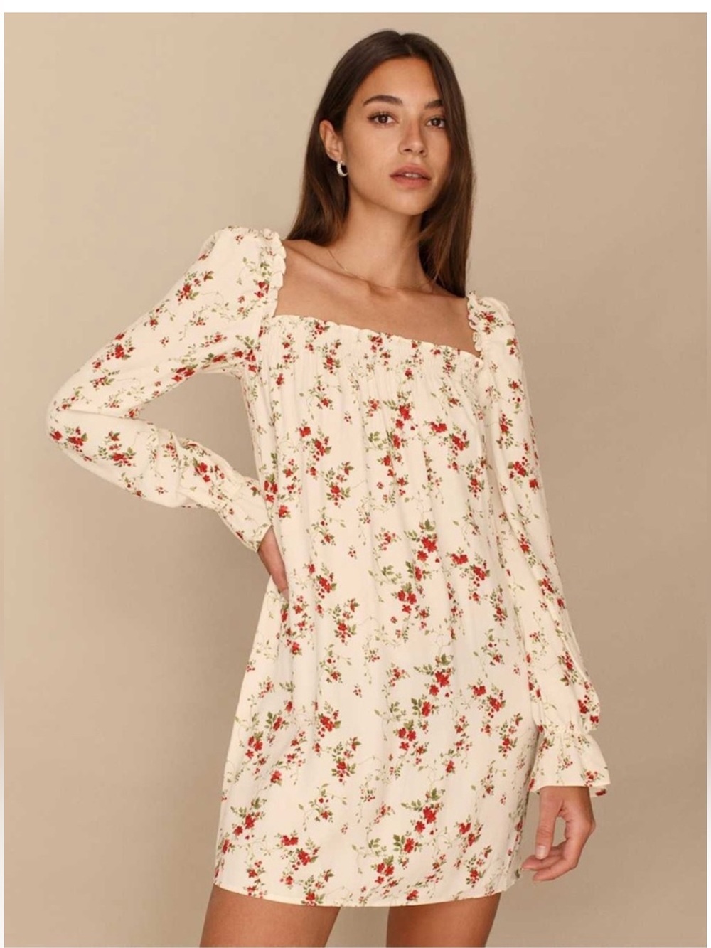Reformation Hudsen Babydoll Mini Dress Floral Smocked Small